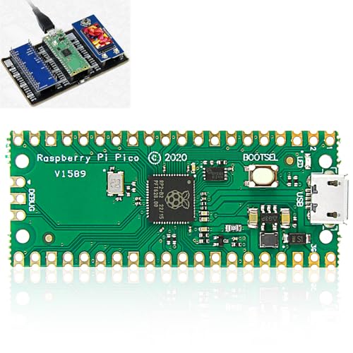 for Raspberry Pi Pico Board, RPi Pico with RP2040 Microcontroller Chip Dual-Core ARM Cortex M0+ Processor up to 133MHz, Micro-USB Port 2MB Flash Memory, MicroPython/C/C++ Support, GPIO Pins Interface