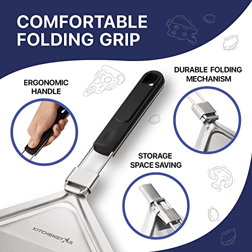image for KitchenStar Perforated Stainless Steel Pizza Peel with Folding Handle 