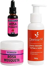 Kit Clareador Completo – Virilhas, Axilas, Joelhos e Cotovelos Creme Clareador + Pomada Clareadora + Óleo de Rosa Mosqueta