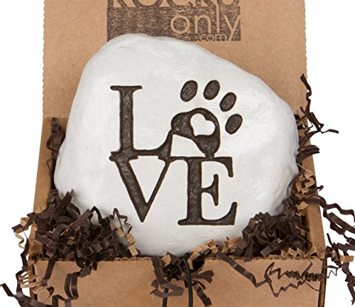 (3) Rocks - Miss You - In Loving Memory With Paw Prints And Love - Engraved And Cast In Stone #TOP1