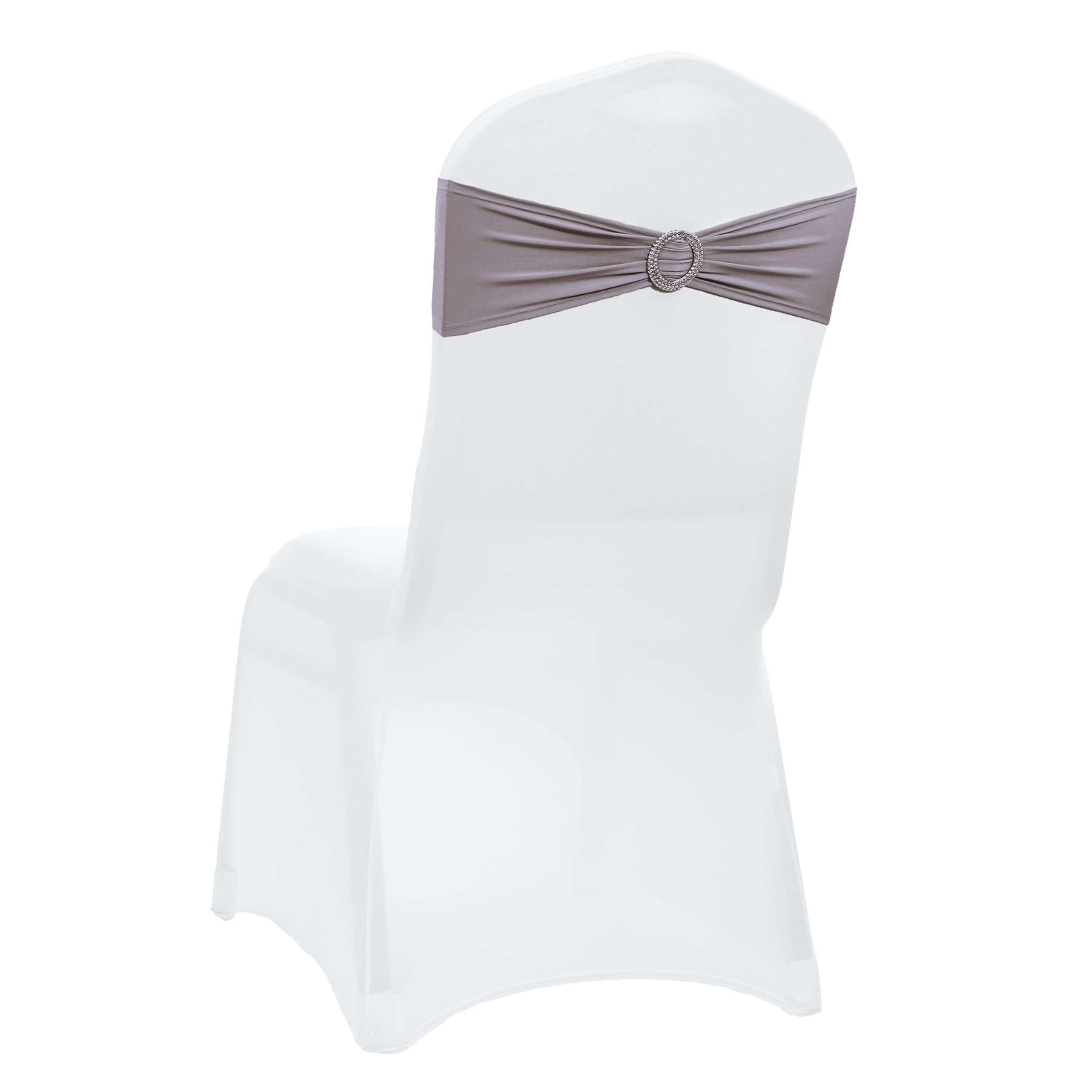 VDS - Silver Grey | Spandex Chair Sashes Bows | 250 PCS | Stretch Elastic Banquet Universal Folding Chair Band Tie with Silver Buckle Slider for Wedding Party Conference Celebration Event Decoration — image 1