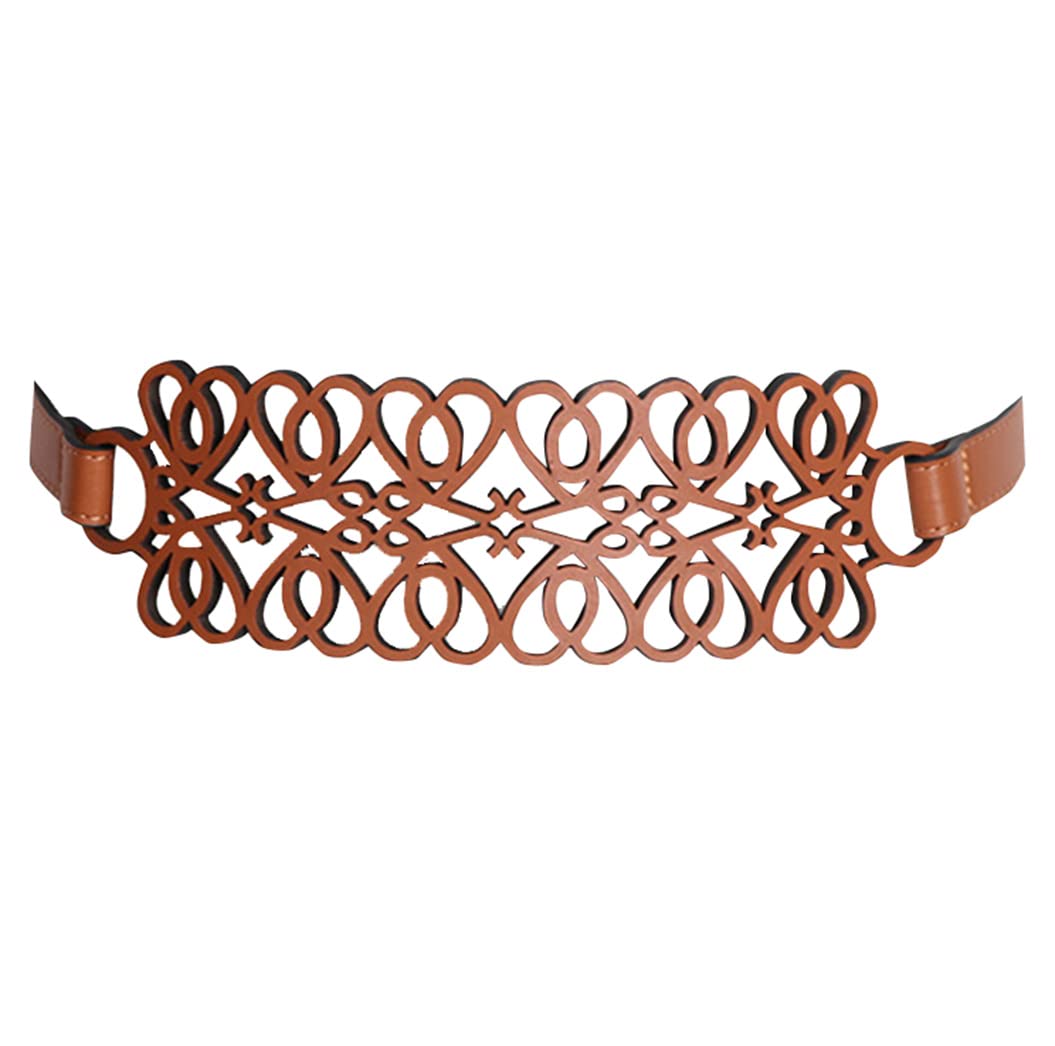 Block Garden Women Hollow Out PU Leather Corset Belt Elegant Dress Waist Cinch