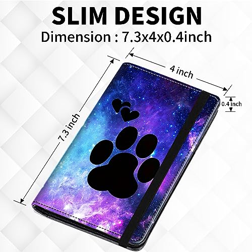 Checkbook Cover Animals Dog Paws Galaxy Pattern Premium Leather Check Book Holder Wallet with RFID Blocking Function for Men and Women2
