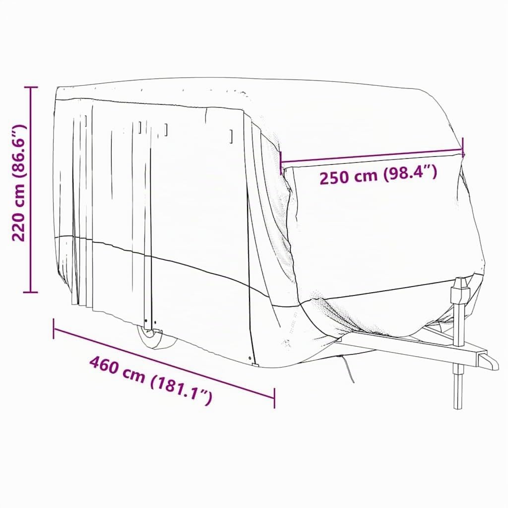 vidaXL Schutzhülle für Wohnwagen Grau 460x250x220 cm Vliesstoff