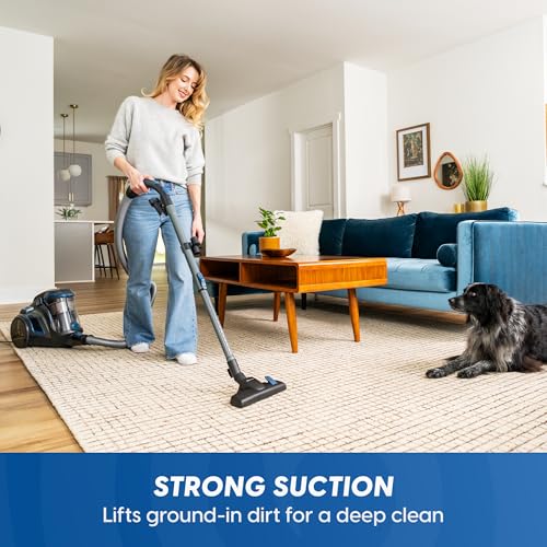 Image of Vacmaster Ultra Silent Bagless Canister Vacuum, 60dB Quiet Powerful Suction Carpet and Hard Floor Scrubber, HEPA Cleaner Machine with 16ft Retractable Cord & Onboard Storage - CC0501