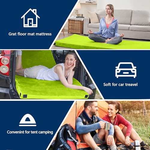 Image of CYMULA Memory Foam Camping Mattress Pad, Sleeping Mat, Portable Roll Up Mattress for Adults, Camping Bed Pads for Sleepover, Car Bed with Travel Bag