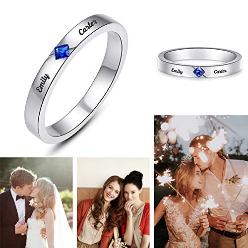 Bonlavie Custom Sterling Silver Promise Ring For Her Channel Set Round Cut Cubic Zirconia Wedding Band Simulated Diamonds Ring Size 11 #TOP5