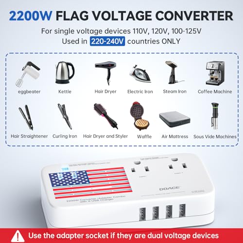 Upgraded 2200W Voltage Converter US to Europe, 220V to 110V Converter for European Travel for Hair Dryer Straightener Curling Iron, 2300W Power Adapter with USB for Laptop Tablet Camera Cell Phone3