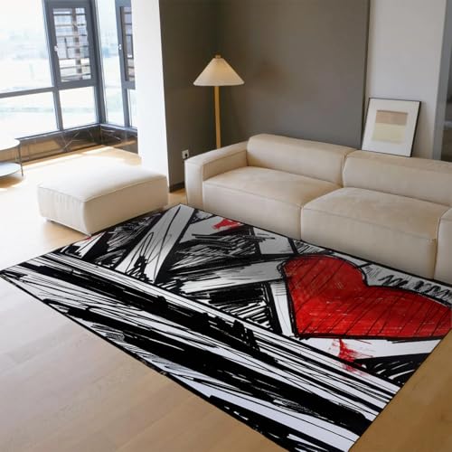 Tapis de salon abstrait rouge et noir pour sublimer votre intérieur