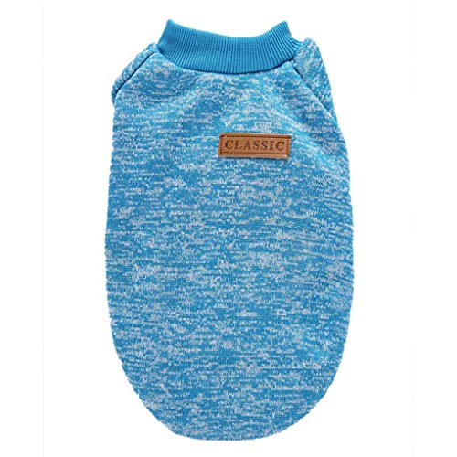 Image of Pet Dog Classic Knitwear Sweater Warm Winter Puppy Pet Coat Soft Sweater Clothing for Small Dogs (S, Light Blue)