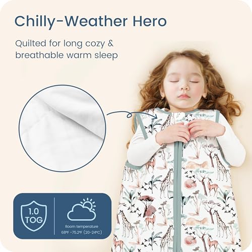 Image of Toddler Sleep Sack 2t-3t-4t, 1.0 TOG Sleep Sack with Sleeveless, Cozy Premium Baby Wearable Blanket with 2-way Safe Zipper All Season Sleeping Bags, 1-pack