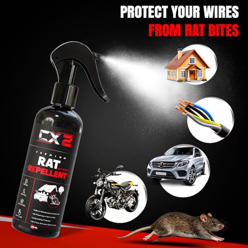 Image of CX2 Rat Repellent Spray for Car Home Office Mouse | Natural Powerful Pest Control Protect Wires in Car Bike Computer | Easy to Use, Non Toxic No Kill Only Repels