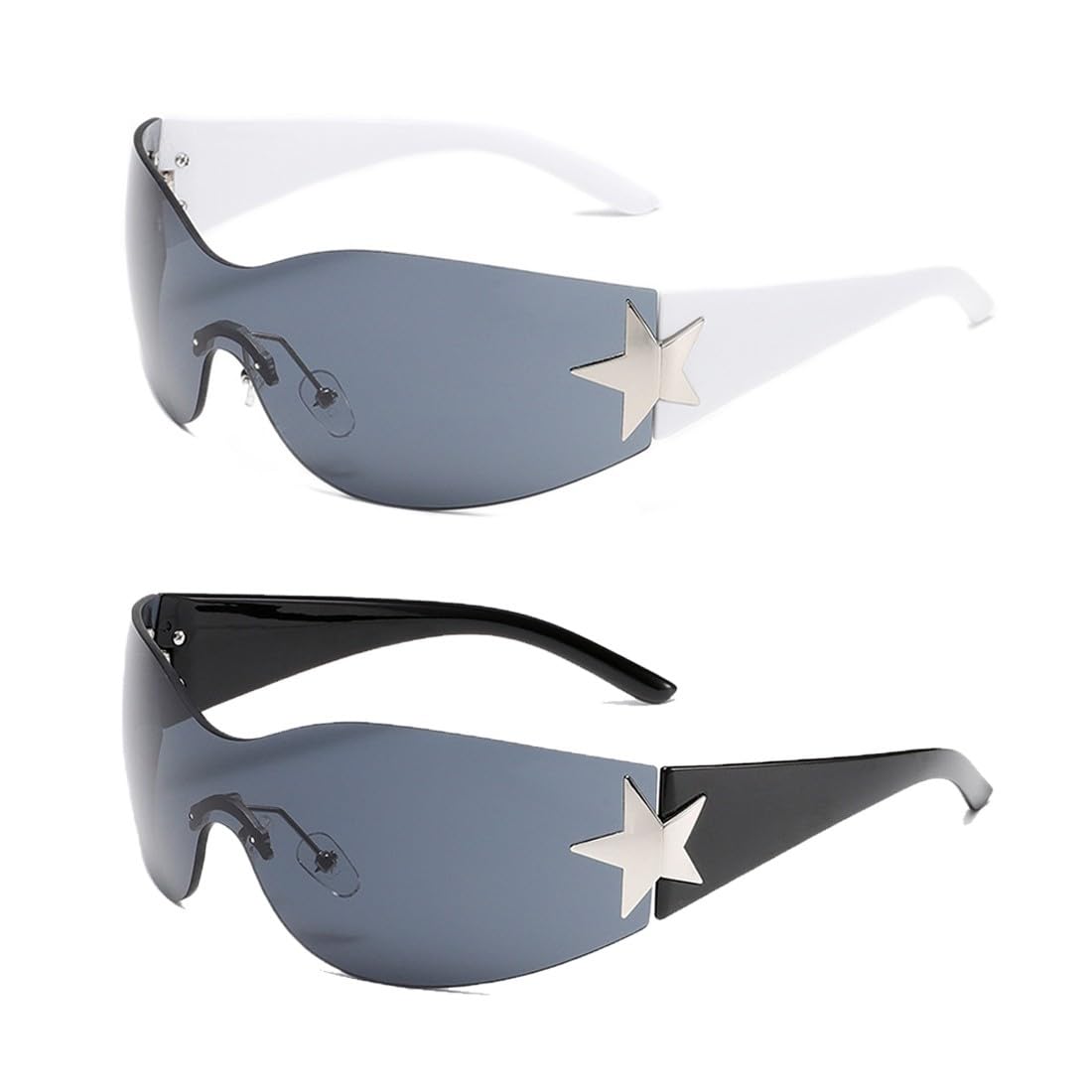 EOUIAV Gafas de Sol Envolventes Y2k para Mujer Hombre-de Moda Estrella Vintage Deportivas Ciclismo Gafas Futuristas