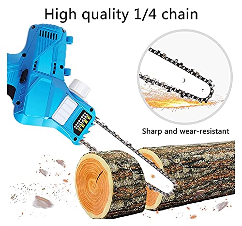 ROSG Akku-Handkettensäge 17,8 cm, 21-V-Akku-Kettensäge mit 3-Ah-Akku und Ladegerät Blaue Mini-Kettensäge – Bild 6