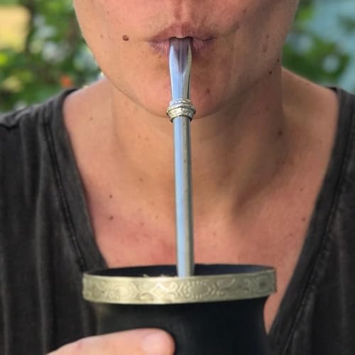 Miniatura 6 de Juego de bombillas mate de acero inoxidable  2 filtros de pajitas de té Yerba mate  Diseño ergonómico  Línea económica  7 in, 7.5 in de largo estilo