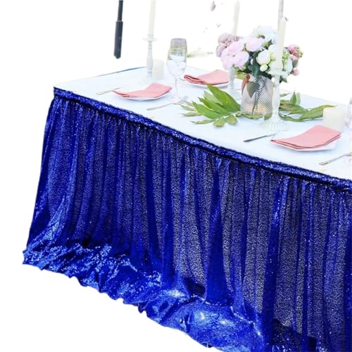 Jupes de table paillettes bleues nappe décoration mariage anniversaire événement 9ft