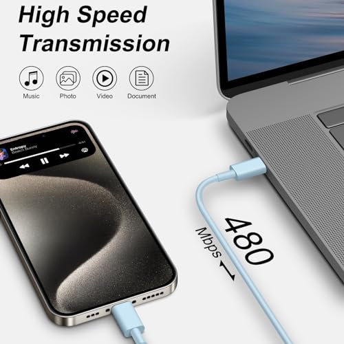 Image of iPhone 17 16 15 Charger Fast Charging 6FT - 20W USB C Charger Block with 6FT Type C to C Cable Compatible with iPhone 17 /17 Pro /17 Pro Max /Air /16 /16e /15, iPad Pro, iPad Air (Blue)