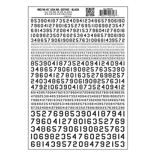 Woodland Scenics Gothic 45-Degree USA Numbers, Black