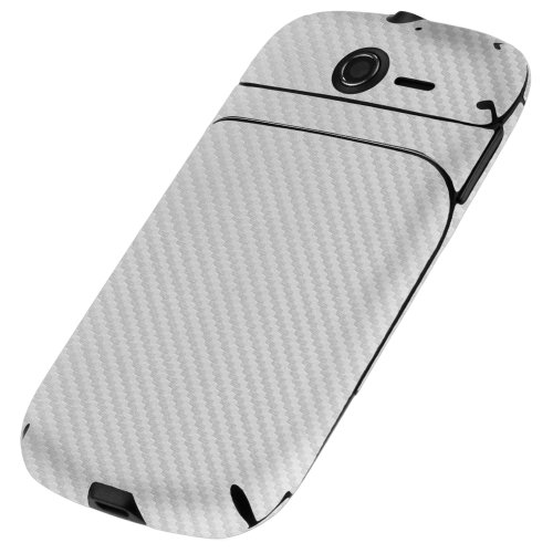 Skinomi Silver Carbon Fiber Full Body Skin Compatible With Huawei Ascend Y (Full Coverage) Techskin With Anti-Bubble Clear Film Screen Protector #TOP6