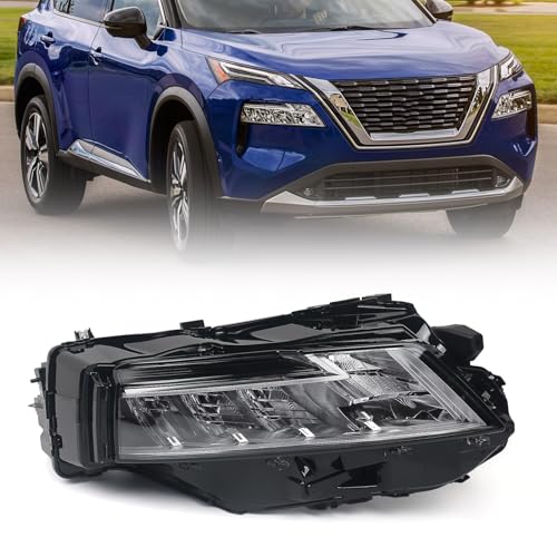 Image of Huray LED Headlight Assembly Fit for Nissan Rogue SL/SV 2021 2022 2023 RH Projector Headlamp Replacement OE Style Right Passenger Side (Chrome Housing)