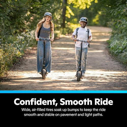 Image of Schwinn Typhoon Electric Scooter with Wide Deck - Foldable Commuter E-Scooter, 250W Motor, 15.5 MPH Speed, Lightweight Portable Design, Ages 13+, 220 lbs Capacity, Black