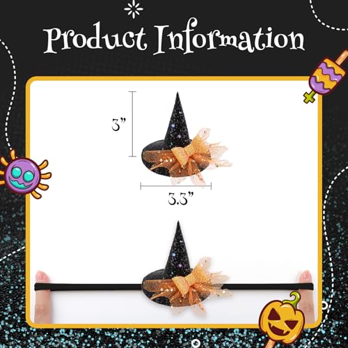 YanJie Halloween Headband for Infants Witches Hat Glitter Nylon Headbands4