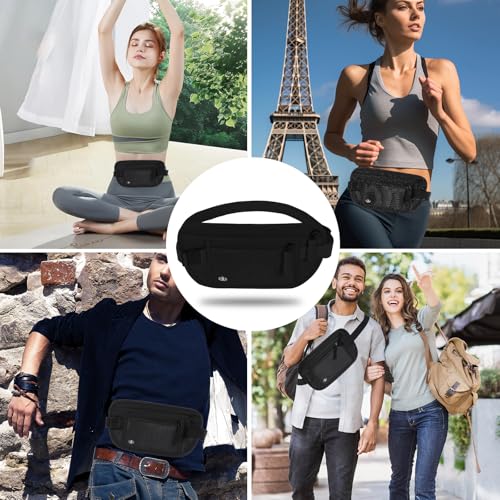 money belt for travel women men hidden rfid passport holder for travel black