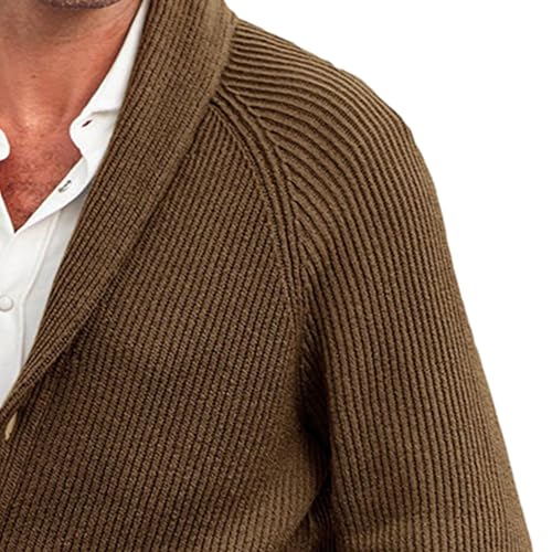 Mens Shawl Collar V-Neck Cardigans Slim Fit Wool Sweaters with Pockets Cable Knit Button Sweater Men Cardigan3