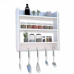 Porta Tempero de Parede para condimentos cor Branco 3 prateleiras