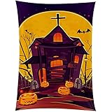 DEYYA Halloween Haunted House With Gradient Lights Tapestry for Bedroom Aesthetic Vertical Tapestrie