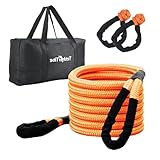 Tether Tite Kinetic Recovery Tow Rope (36000lbs) with 2 UHMWPE Soft Shackles (40000lbs), Heavy-Duty Offroad Snatch Strap, Vehicle Recovery kit for Jeep car Truck ATV UTV SUV (Orange, 7/8“x20')