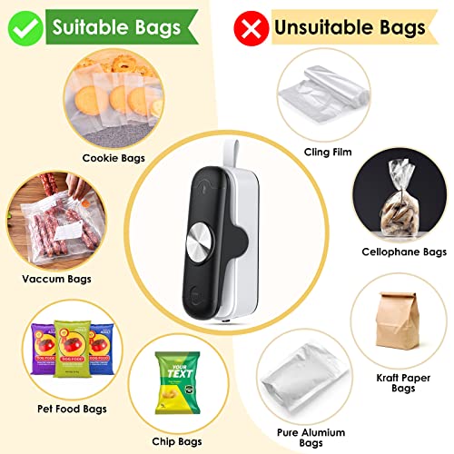 Feppo 2 In 1 Bag Sealer, Heat Sealer With Cutter, Portable Mini Sealing Machine Kitchen Gadget For Chip/ Plastic Bags Food Storage (Battery Included) #TOP2