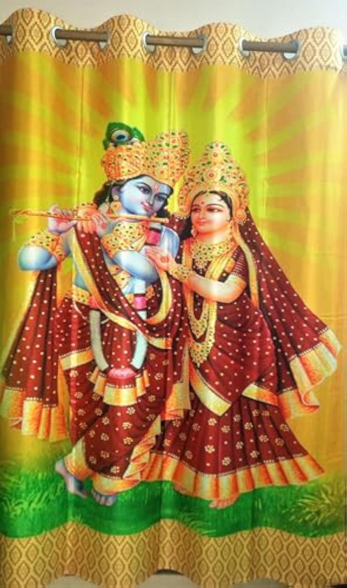3D Printed Lord Krishna Curtains for Poojaroom
