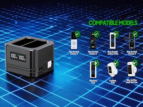 Batterie à 2 emplacements pour sonnette 3 et 4 avec charge rapide de type C LED