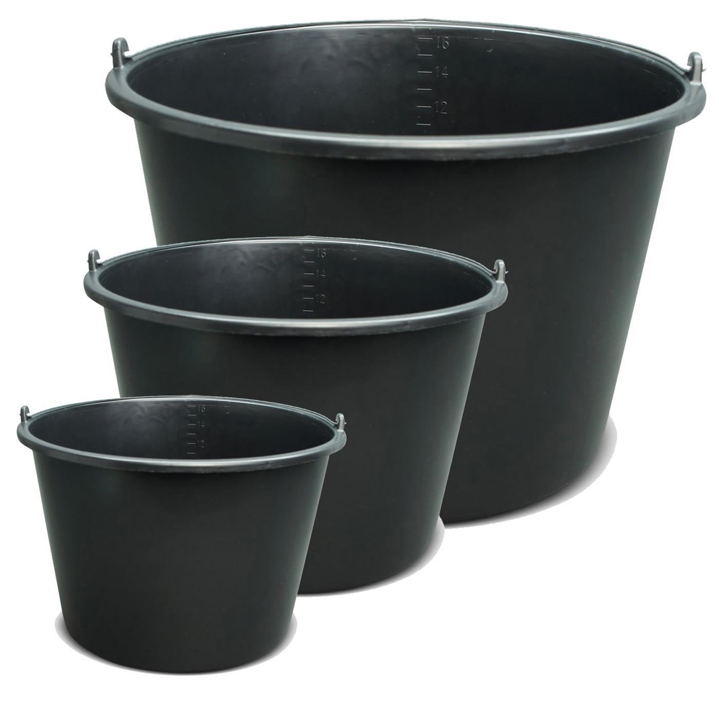 BRESKO Baueimer 5-20 L Eimer Mörteleimer Kübel Wassereimer Putzeimer Schwarz Mörtelwanne Maurereimer Maurerwanne Baukübel Mörteileimer Zementkübel Garteneimer (10 Stück, 20 Liter)