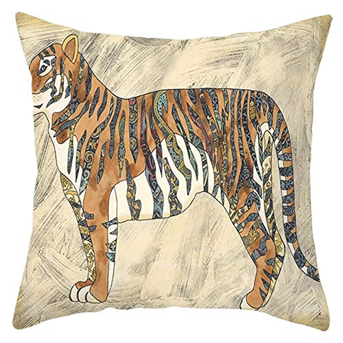 Kissenbezug Dekorative Dekokissen Kissenhülle 40x40cm, Polyester Fabrik Tigermuster Dekorativer Outdoor-Kissenbezug für Couch-Bett-Auto, Gelb Beige, Stil 22