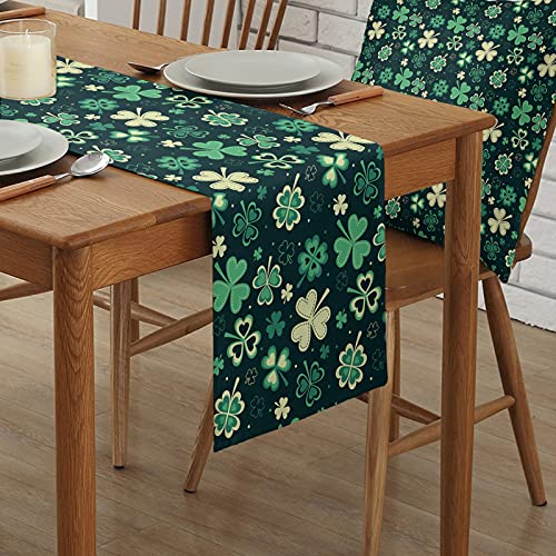 Artshowing St. Patrick's Day Table Runner Party Supplies Fabric Decorations For Wedding Birthday Baby Shower 14X72Inch Dreamlike Lucky Shamrock Leaves #TOP1