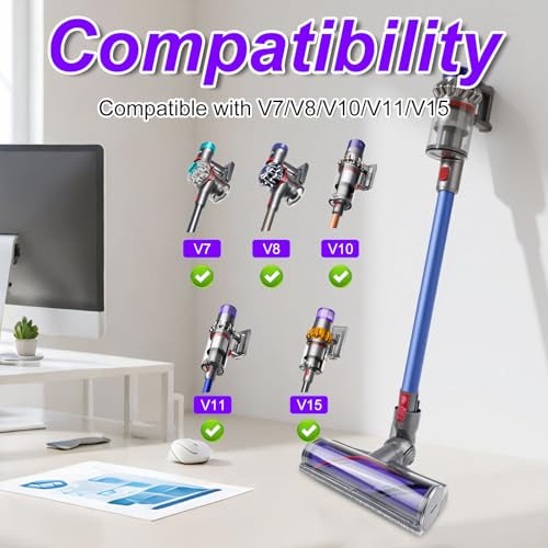 Dyaucwpo Elektrische Bürste, Ersatzteil Direktantrieb Reiniger Kopf Turbine Bodendüse Kompatibel mit Dyson V7 V8 V10 V11 V15, Zubehör Turbobürste, Staubsauger Zubehör Geeignet für Hartboden Teppiche - 7