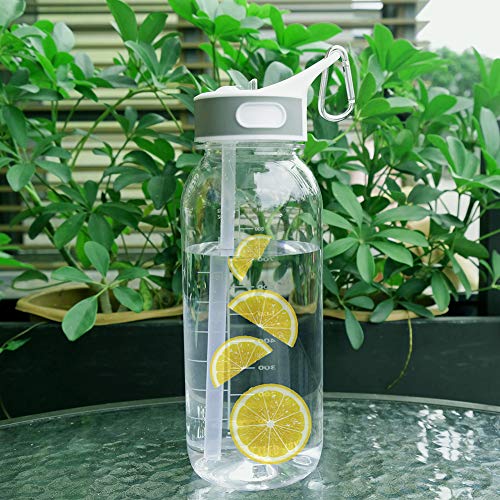 VENNERLI-Sports-Water-Bottle-with-Straw-1Litre-Leakproof-Durable-Tritan-BPA-Free-Gym-Flip-Sipper-Bottle-Dustproof-with-Marking-Dustproof-Leakproof