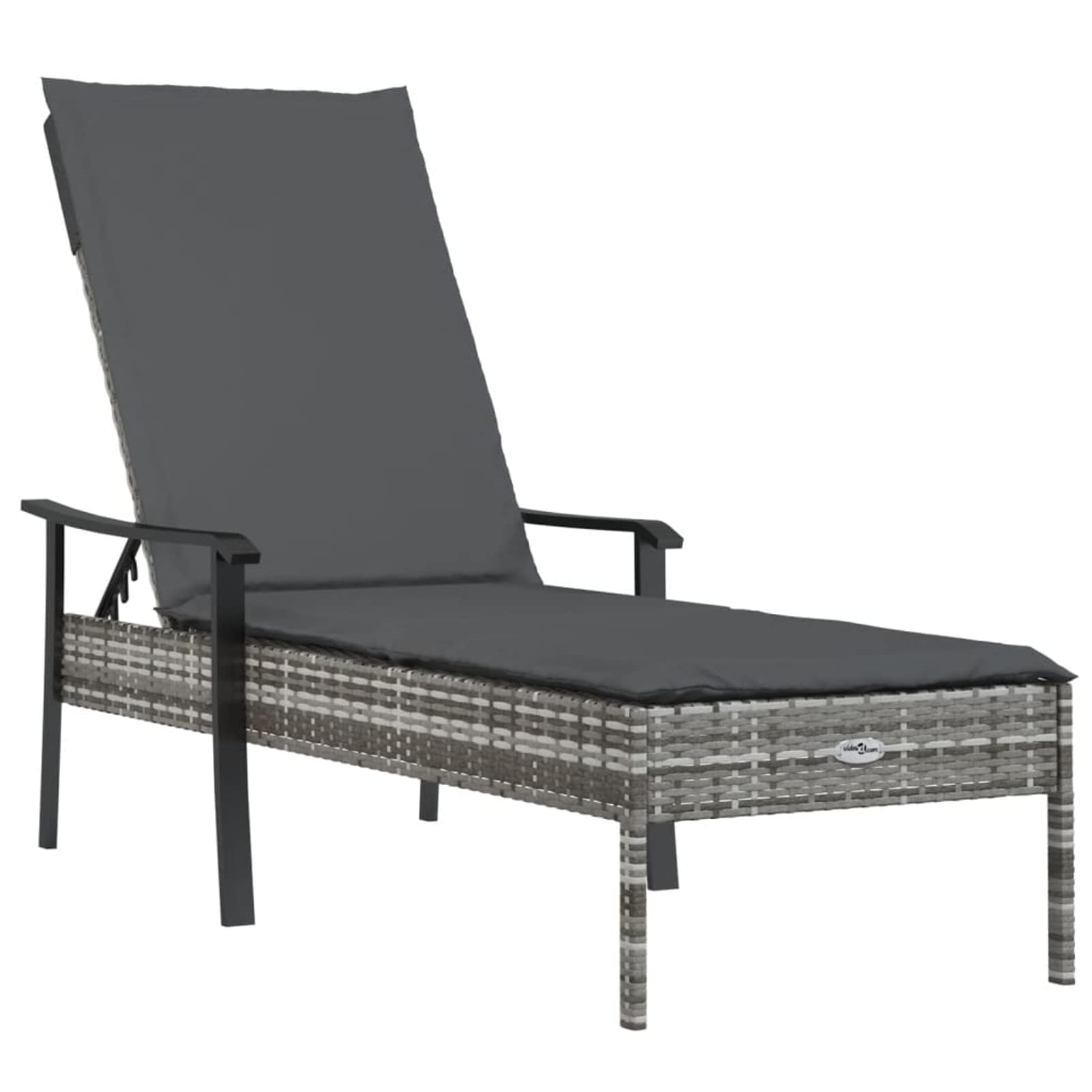 Gecheer Tumbona de Ratan Sintético Gris con Cojín - 5 Posiciones, 198x66x64/98 cm, 110 kg, para Exterior