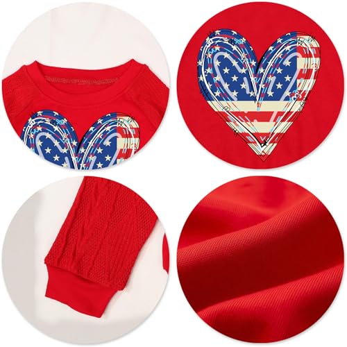 Image of CAZYCHILD Girls 4th of July Shirt Boys USA Tshirt Kids American Flag Sweatshirt Patriotic Pullover Tee Tops