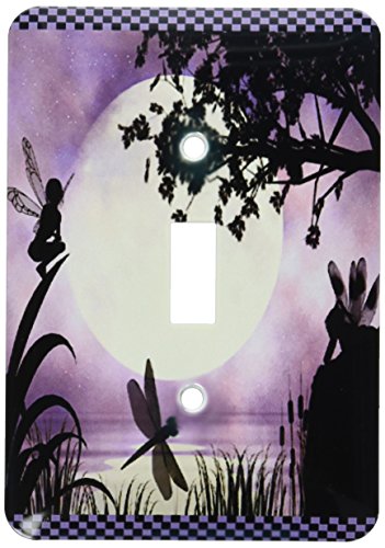 3dRose lsp_35668_1 Fairies and Dragonflies with an Purple Moon Single Toggle Switch