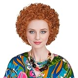 Koonfan Roper Wig Women Short Red Curly Afro Cosplay Party Wig