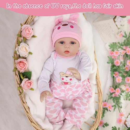 WOOZHI MagicTan UV-Reaktive Reborn Puppe 55cm - Sonnenempfindliche Baby Puppe mit Farbwechsel-Haut, Weiches Silikon, Sofort Bräunungseffekt, Neugeborene Puppe Realistisches Spielzeug für Mädchen – Bild 6