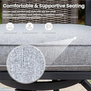 PHI VILLA 5 PCS Outdoor Counter Height Table and Chairs,Swivel Outdoor Bar Chairs with Grey Cushion and Metal bar Table for All Weather,Patio High Dining Set for Indoor,Garden,Yard PHI VILLA 5 PCS Outdoor Counter Height Table and ChairsSwivel Outdoor Bar Chairs with Grey Cushion and Metal bar Table for All WeatherPatio High Dining Set for IndoorGardenYard