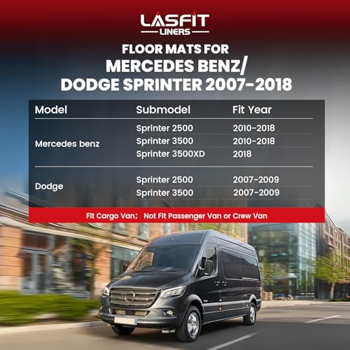 Image of LASFIT Floor Mats for Mercedes Benz & Dodge Sprinter 2500 /3500 2007-2018