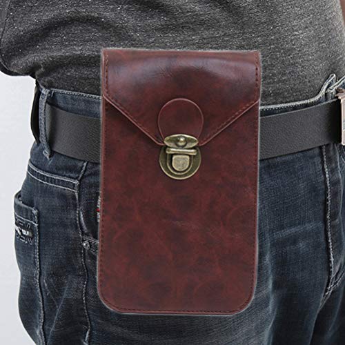 UKCOCO Retro Bolsa para Celular Pu Couro Carregando Clip-On Cinto Cinto Homens Mini Vertical Suporte