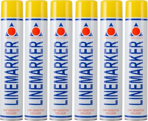 Image of Aerosol Solutions Line Marker Yellow 26 Oz [Pack of 6] Grass and Road Spray Paint, All Purpose Striping Paint | Perfect for Construction, Safety Zones, Sports Fields & Pavement