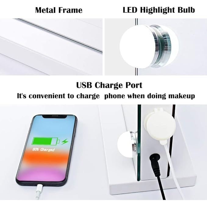 Espejo de Maquillaje con Luces 70x55 cm 22 Bombillas LED miniatura 4