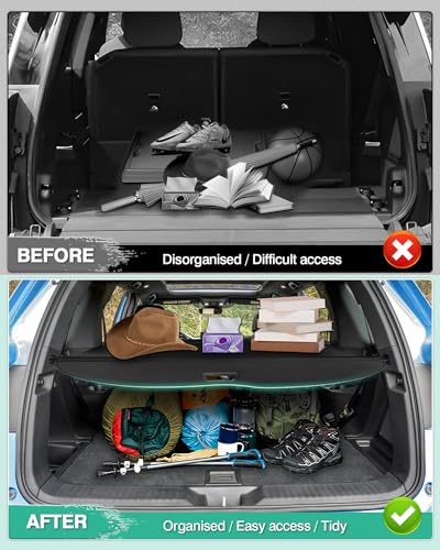Image of Powerty Retractable Cargo Cover for 2023-2025 Honda Pilot, Canvas Trunk Cover Privacy Screen Rear Security Shade for Pilot Accessories